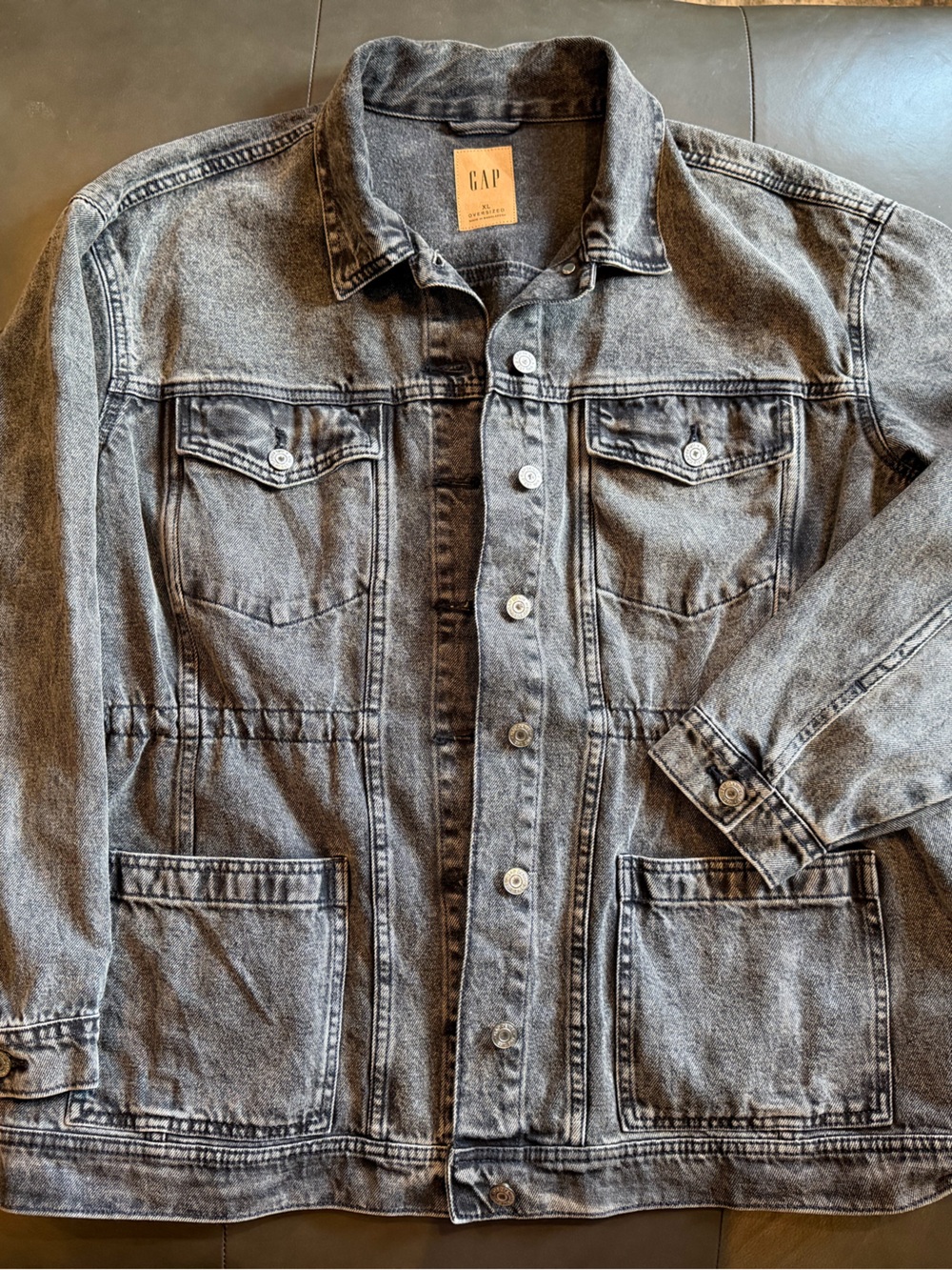 Gap Oversized Black Wash Denim Jacket